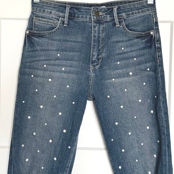 Sam Edelman Wmn's Size 27 Jeans  The Mary Jane Rhinestone/Destroyed & High Rise - Picture 5 of 9